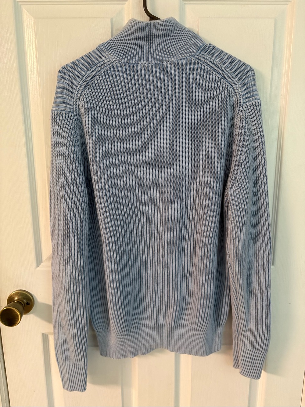Light Blue Half-Zip Ribbed Sweater - Picture 4 of 5